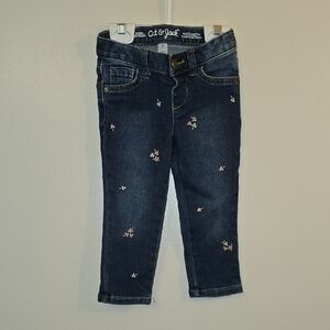 Cat & Jack Navy Jeans with Pink Floral Design LOT P